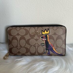 Coach X Jean Michel Basquiat Long Zip Around Wallet In Signature Canvas